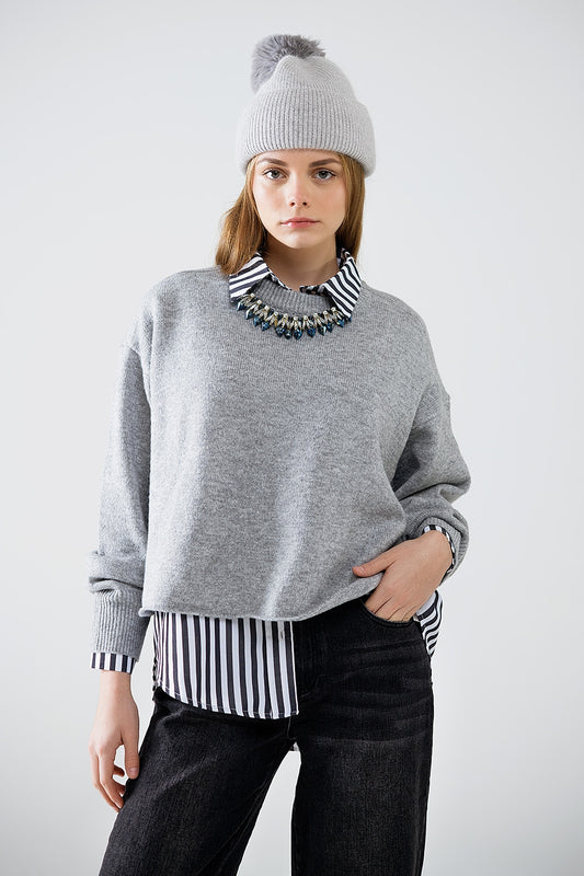 Soft knit grey jumper with balloon sleeves | Just Cool Beans — sweaters | tops