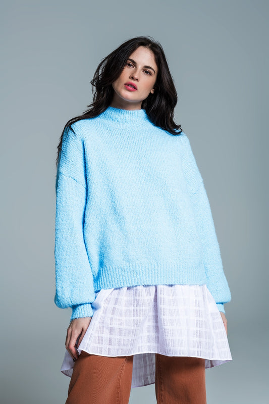 Soft knit light blue sweater | Just Cool Beans — sweaters | tops