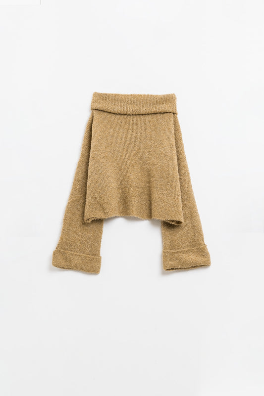 Soft knitted high neck sweater in camel color | Just Cool Beans — sweaters | tops