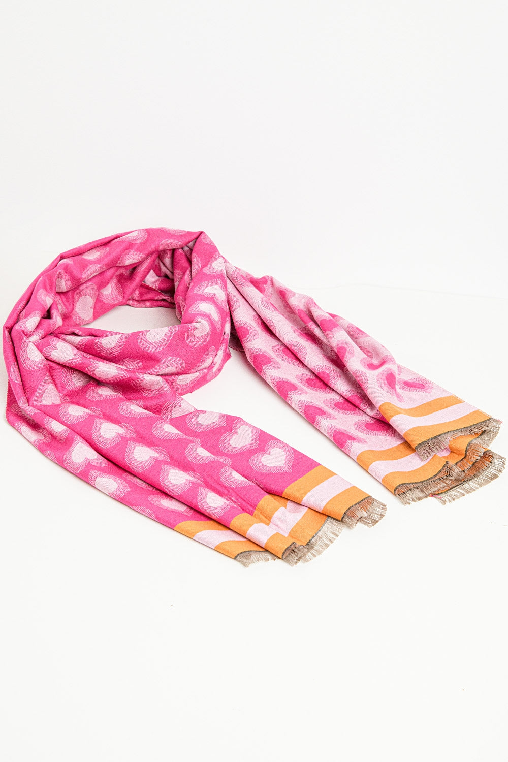 Soft pink scarf with heart print | Just Cool Beans