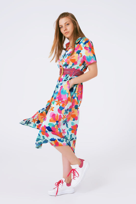 Soft satin midi dress with flower print | Just Cool Beans — dresses