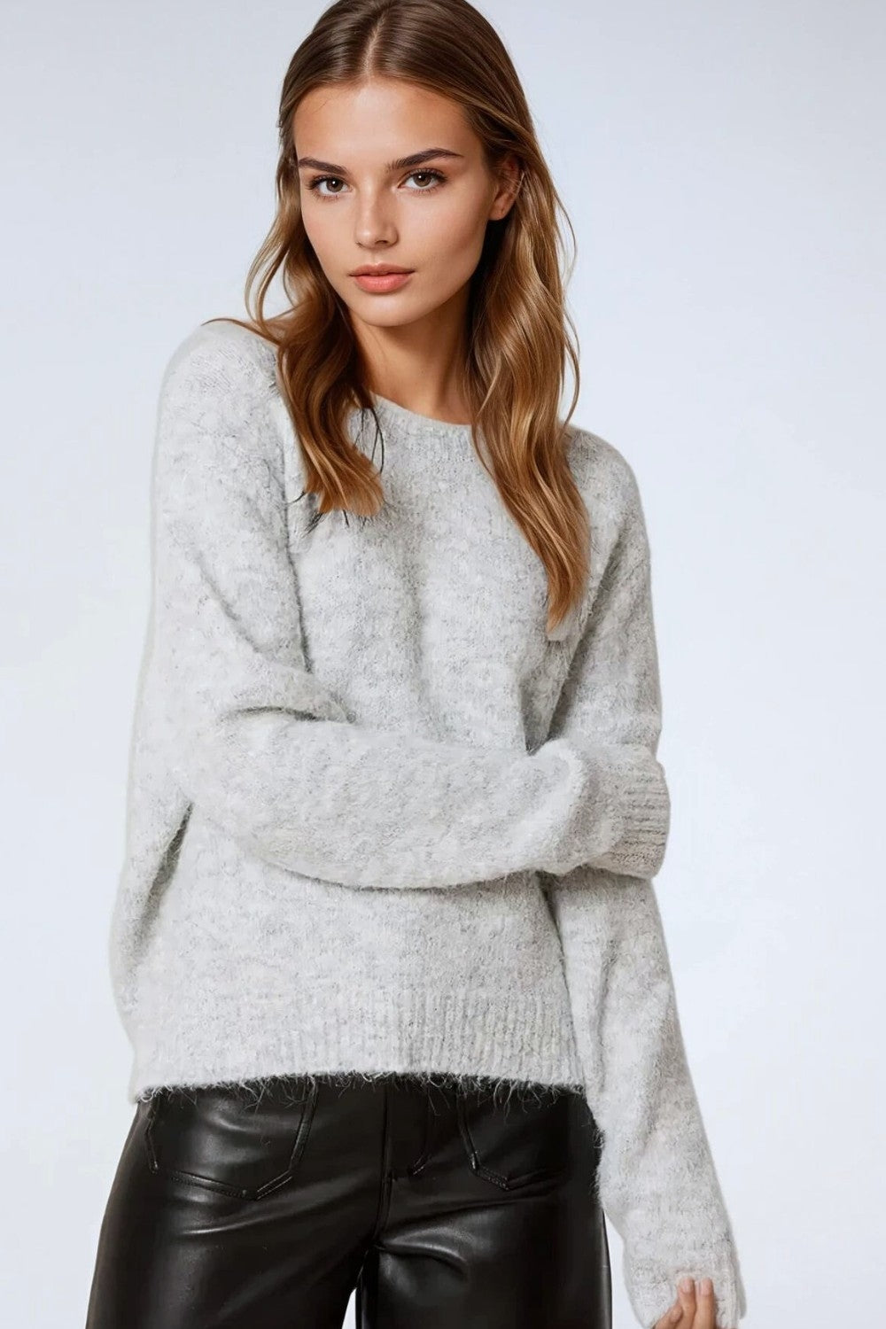 Standard fit soft knit sweater in grey | Just Cool Beans — sweaters | tops