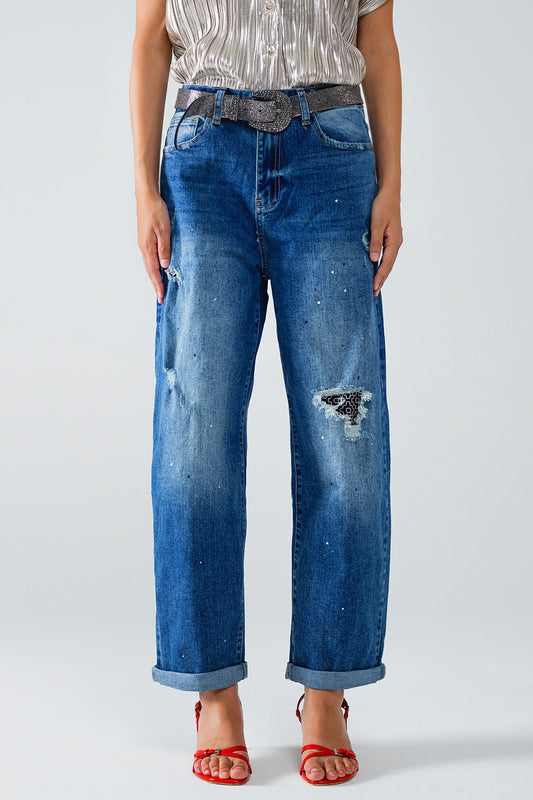 Straight distressed jeans with paint stains details | Just Cool Beans — jeans | the denim shop