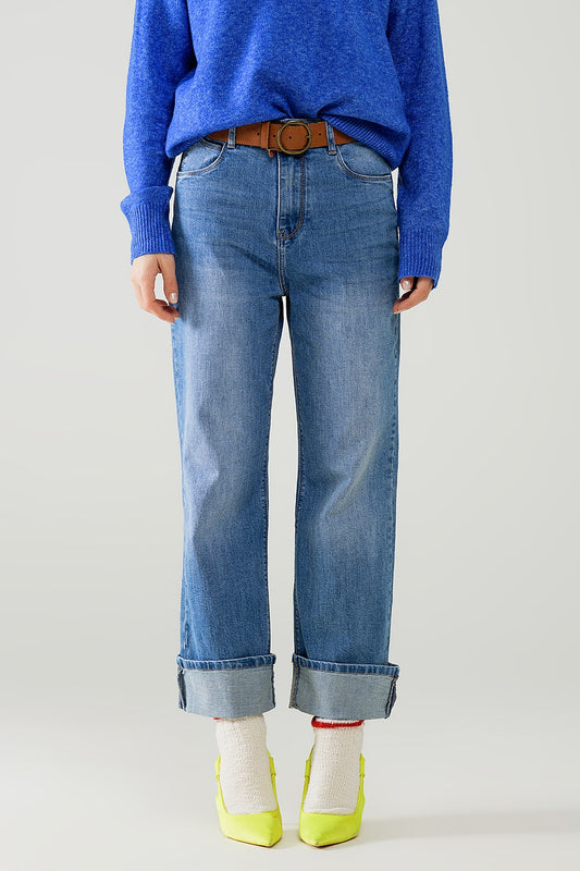 Straight fit cuffed jeans with mid wash | Just Cool Beans — jeans | the denim shop