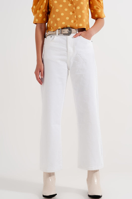 Straight leg ankle grazer jeans in white | Just Cool Beans — jeans | the denim shop