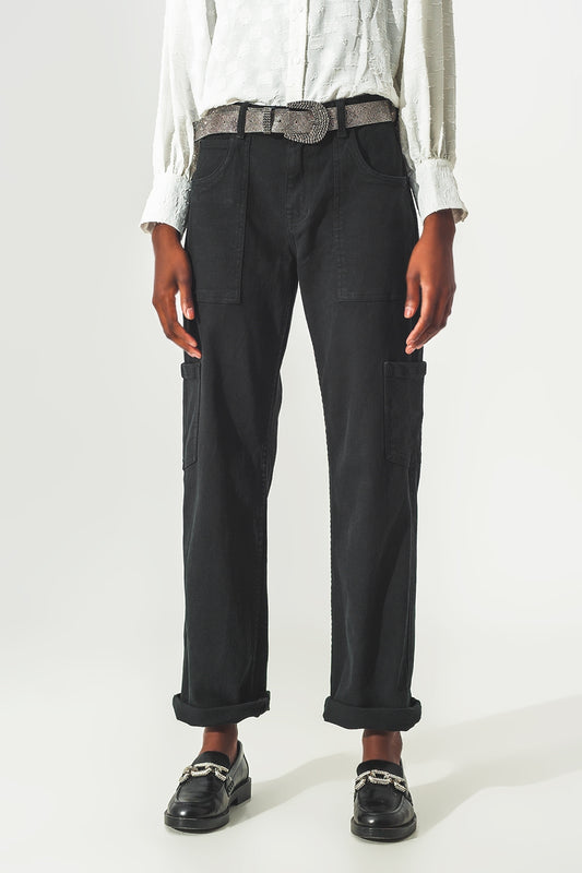 Straight leg cargo pants in black | Just Cool Beans — jeans | bottoms