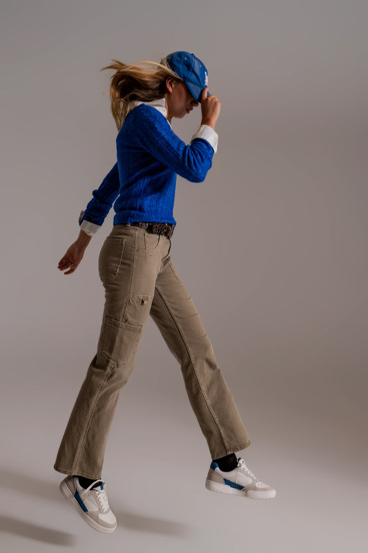 Straight leg cargo pants in brown beige | Just Cool Beans — jeans | bottoms