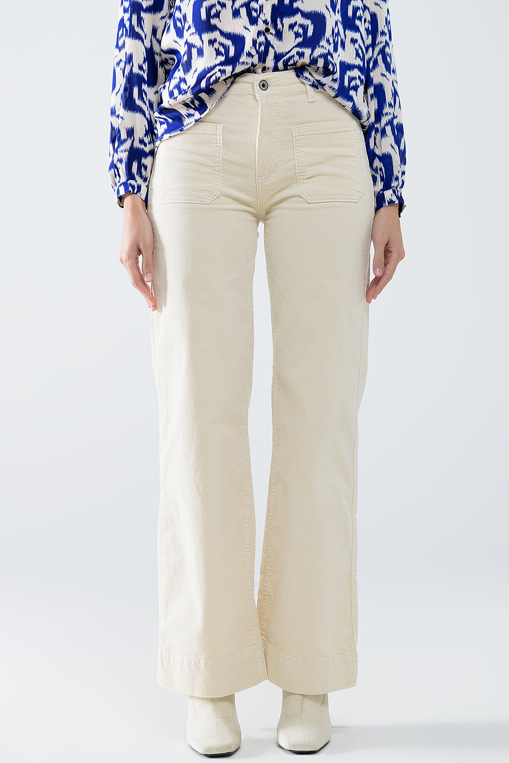 Straight leg corduroy jeans in ecru with pockets | Just Cool Beans — pants | bottoms