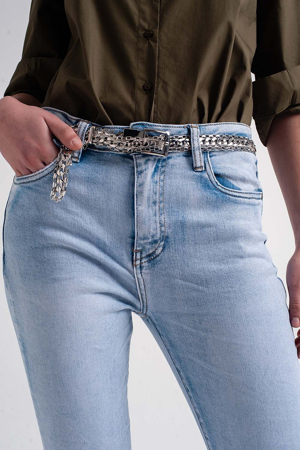 Straight leg jeans with folded ankles in light denim | Just Cool Beans — jeans | the denim shop