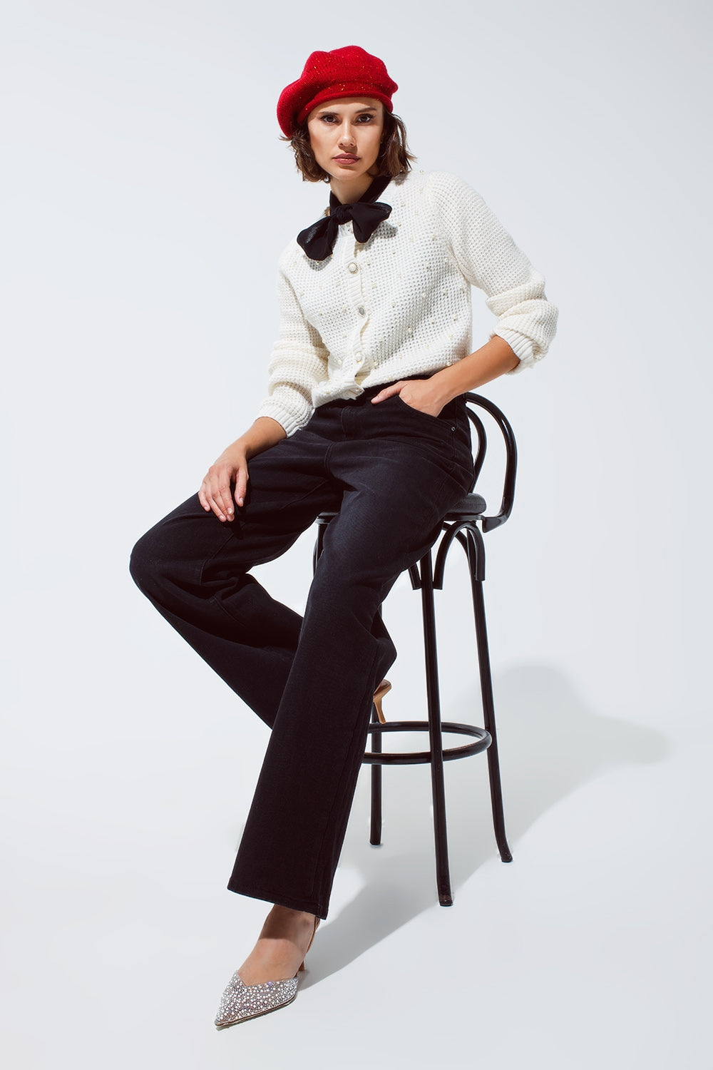 Straight leg jeans with waist stitching detail in black | Just Cool Beans — jeans | the denim shop