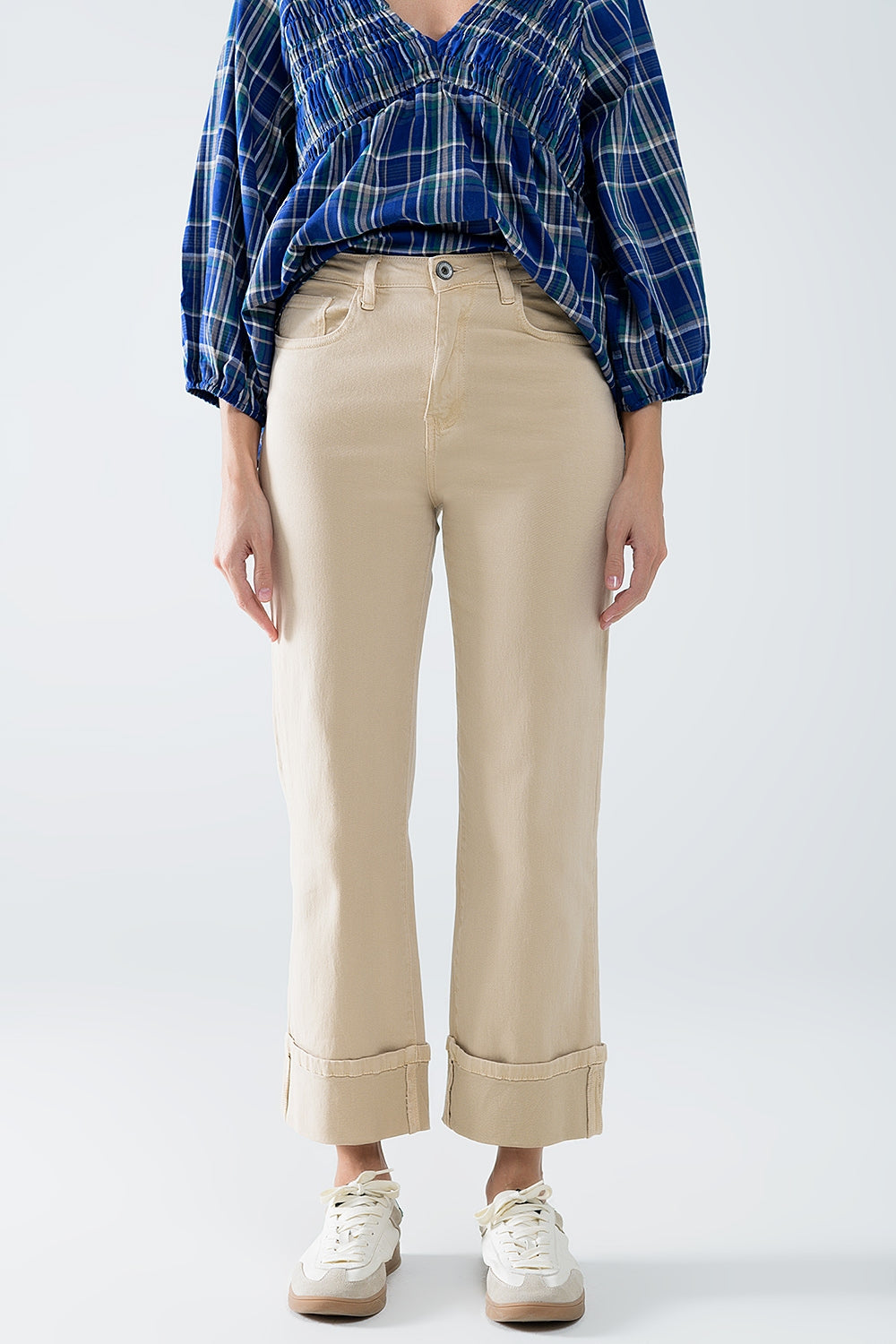 Straight leg pants with cropped hem in dark beige | Just Cool Beans — jeans | bottoms