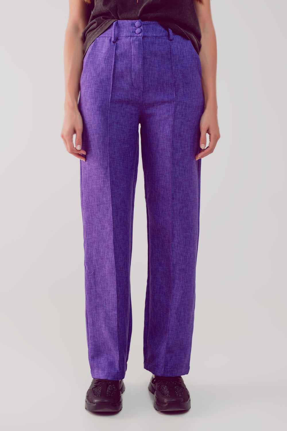 Straight leg tailored pants in purple | Just Cool Beans — pants | bottoms