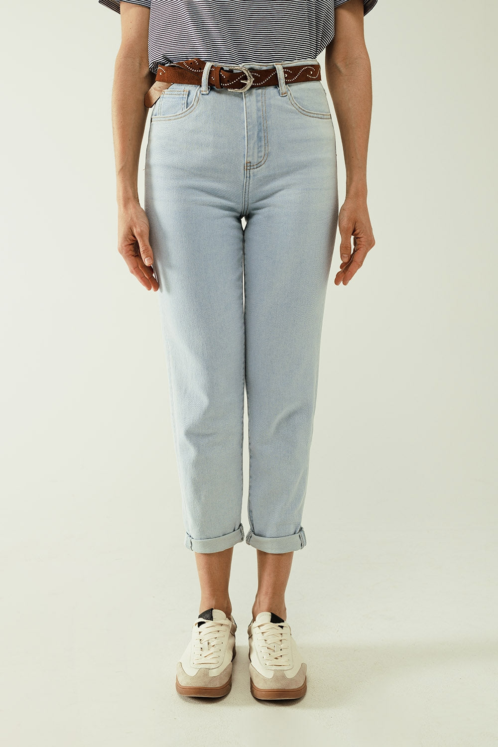 Straight light blue jean with hem and five pockets | Just Cool Beans — jeans | the denim shop