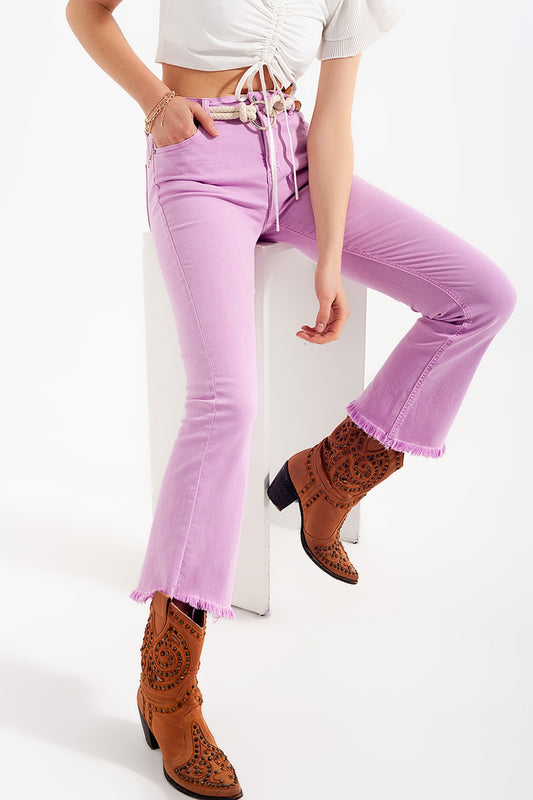 Straight pants in pink with wide ankles | Just Cool Beans — jeans | bottoms