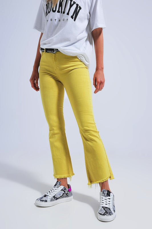 Straight pants in yellow with wide ankles | Just Cool Beans — jeans | bottoms