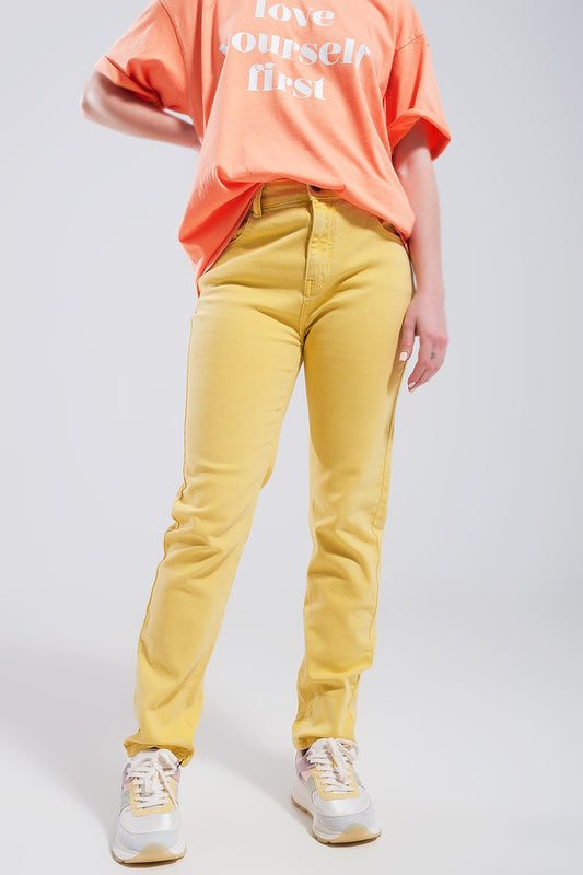 Stretch cotton skinny jeans in yellow | Just Cool Beans — jeans | the denim shop