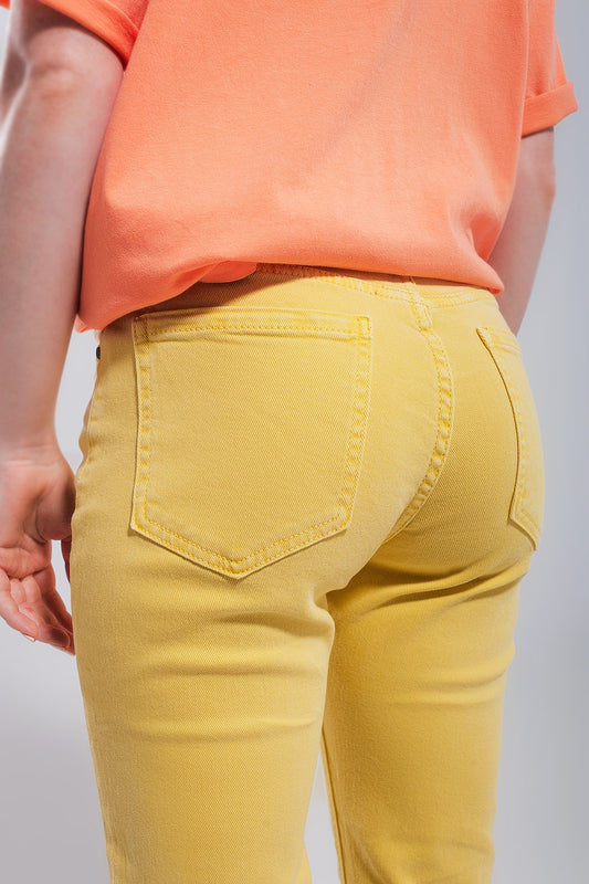 Stretch cotton skinny jeans in yellow | Just Cool Beans