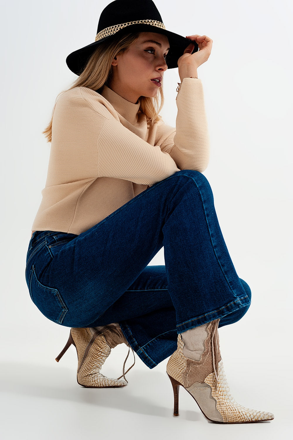 Stretch flare jeans in midwash | Just Cool Beans — jeans | the denim shop