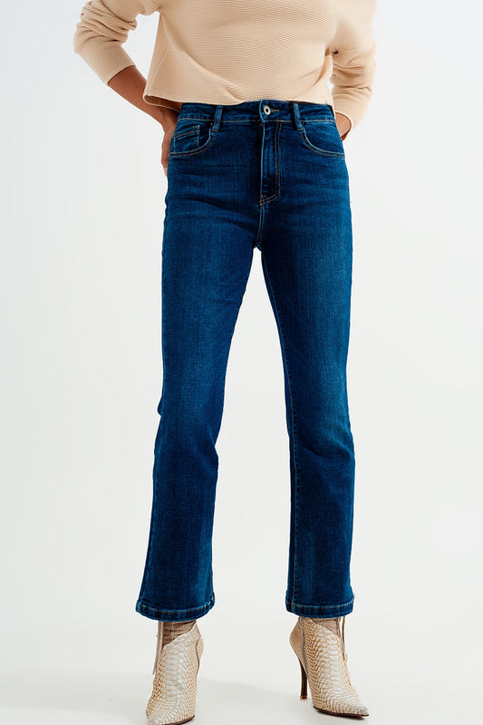 Stretch flare jeans in midwash | Just Cool Beans