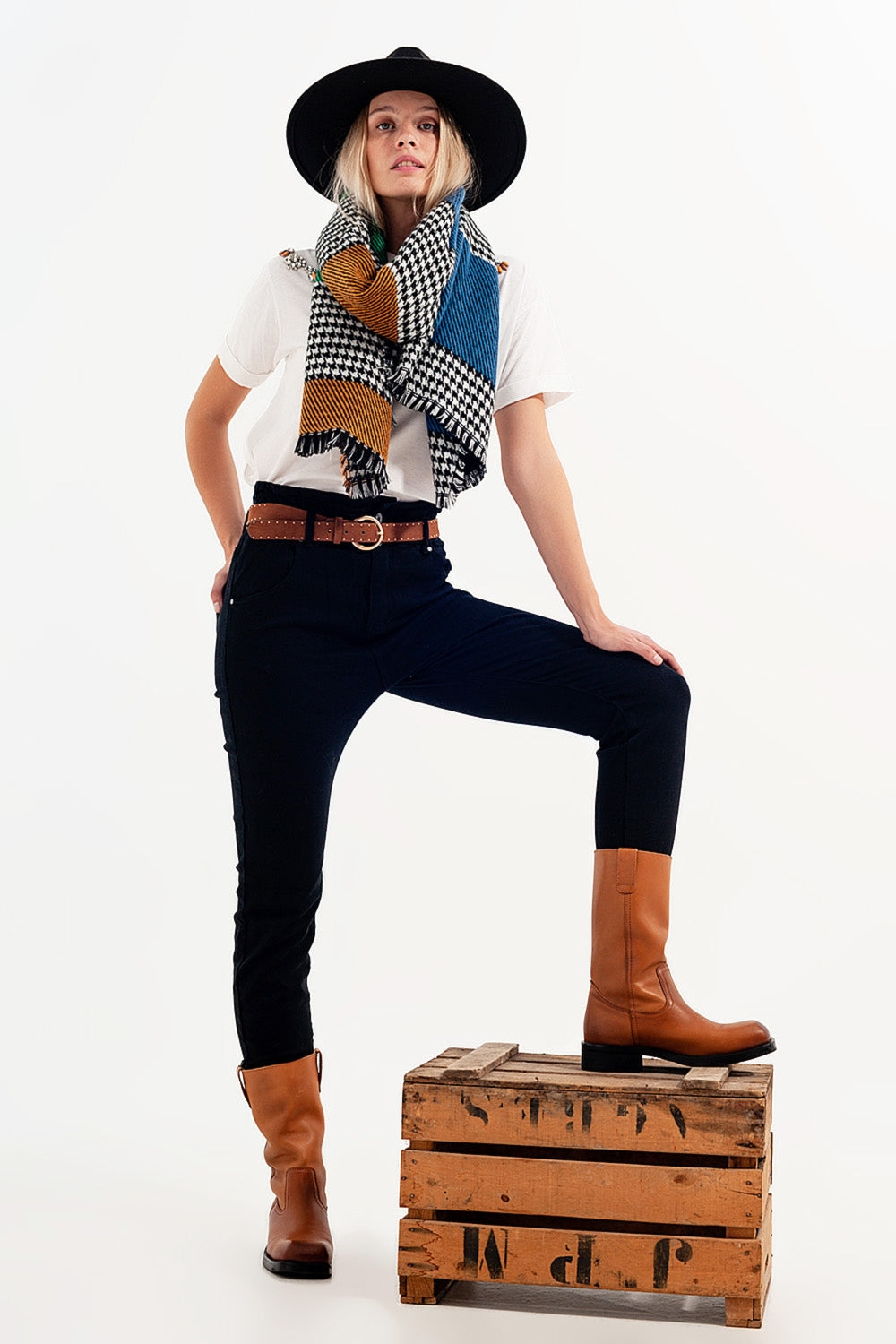 Stretch paperbag waist straigh jeans in black | Just Cool Beans — jeans | the denim shop