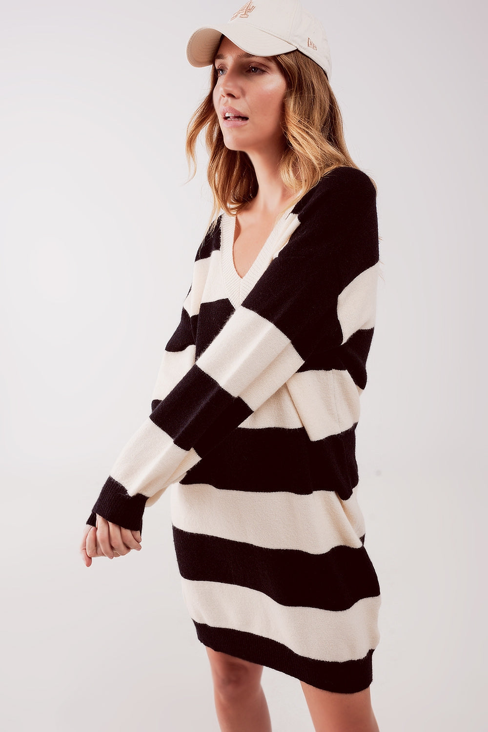 Stripe jumper dress in black | Just Cool Beans