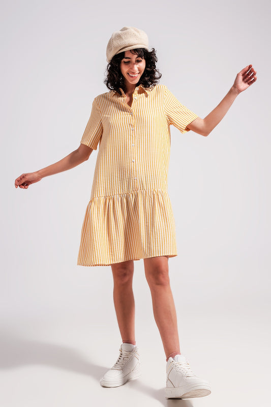 Stripe print mini dress in yellow | Just Cool Beans — dresses