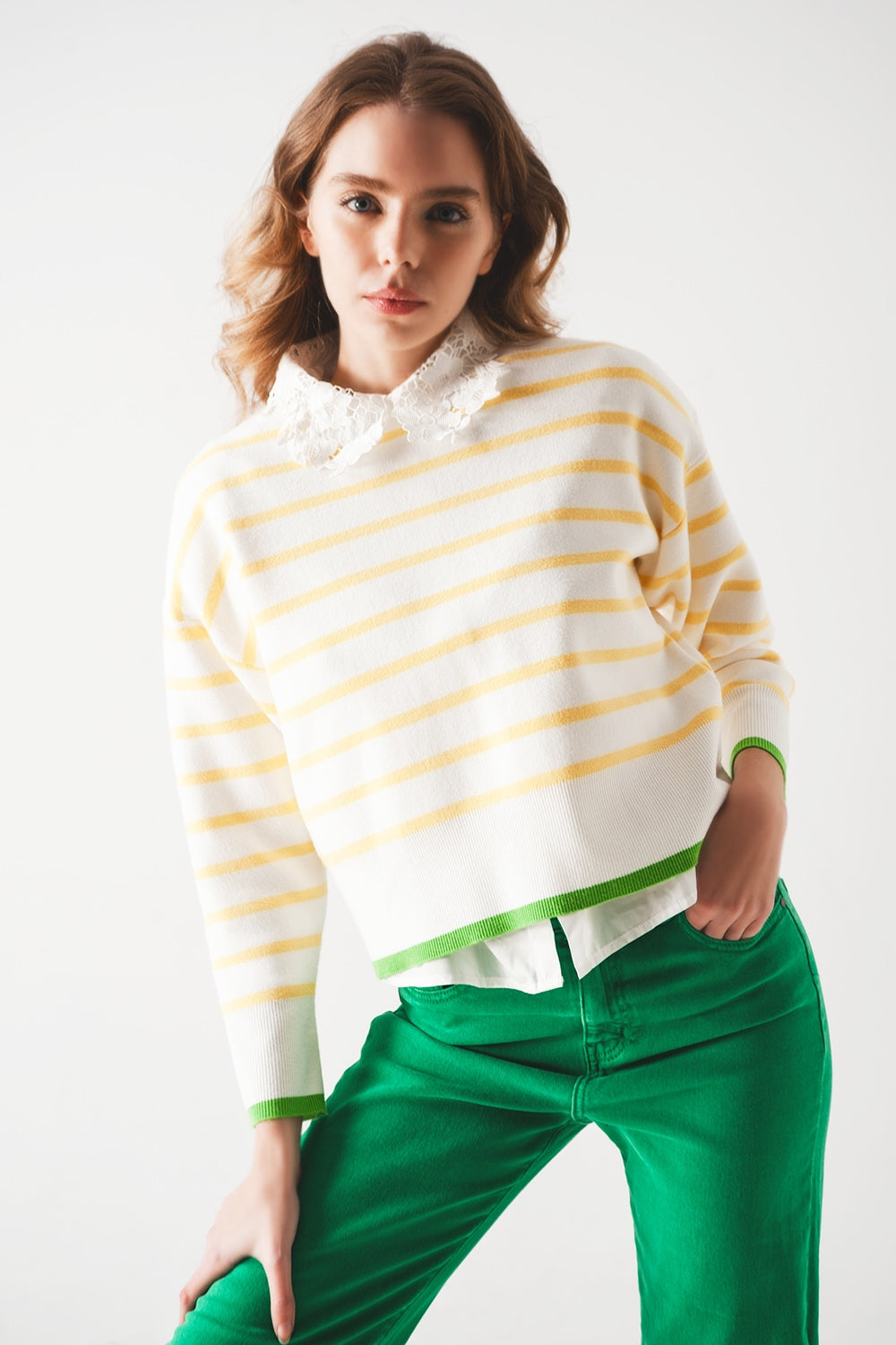 Stripe sweater in yellow & white | Just Cool Beans — sweaters | tops