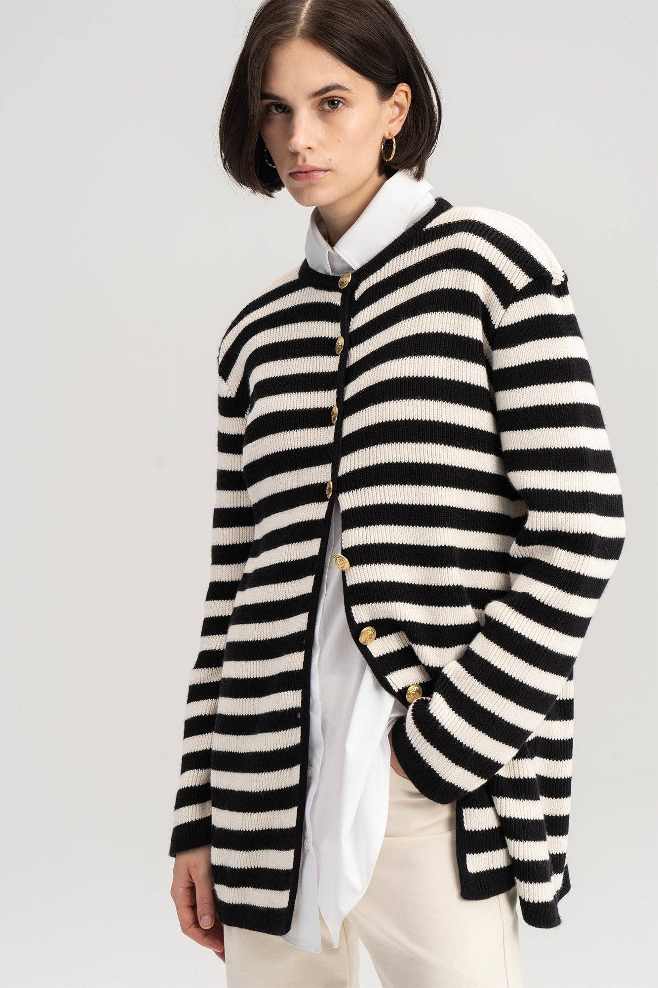 Striped Cardigan with Buttons - Just Cool Beans