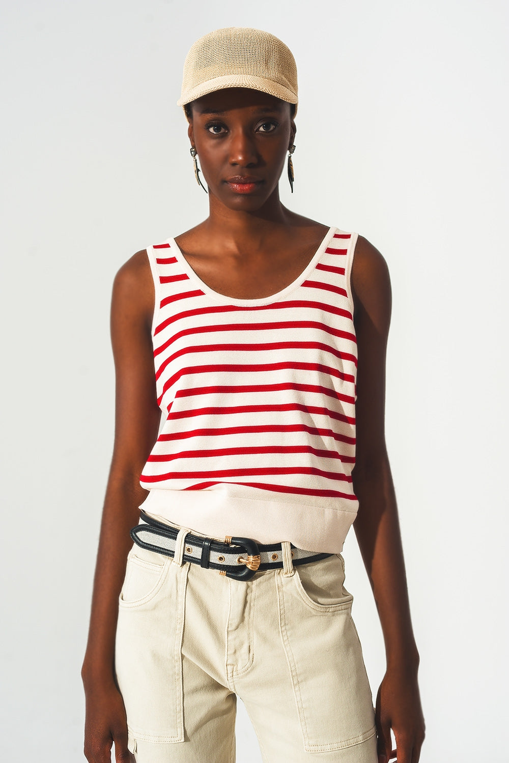 Striped cropped top in red and white | Just Cool Beans — tops