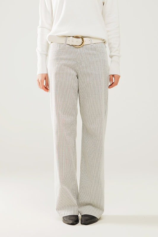 Striped pants with a straight leg in a stretch fabric | Just Cool Beans — pants | bottoms