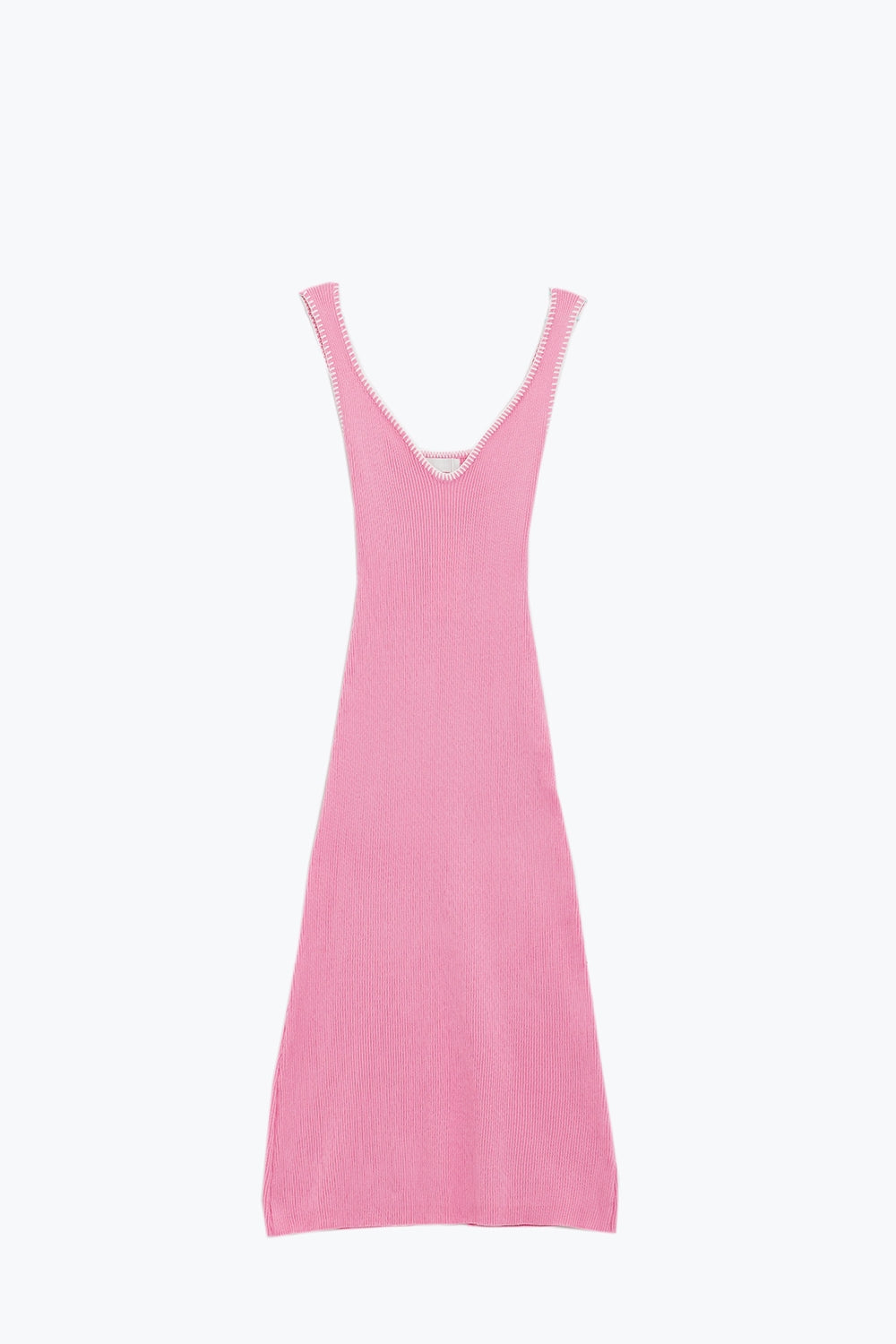 Summer body hugging knitted dress in pink with white trim | Just Cool Beans — dresses