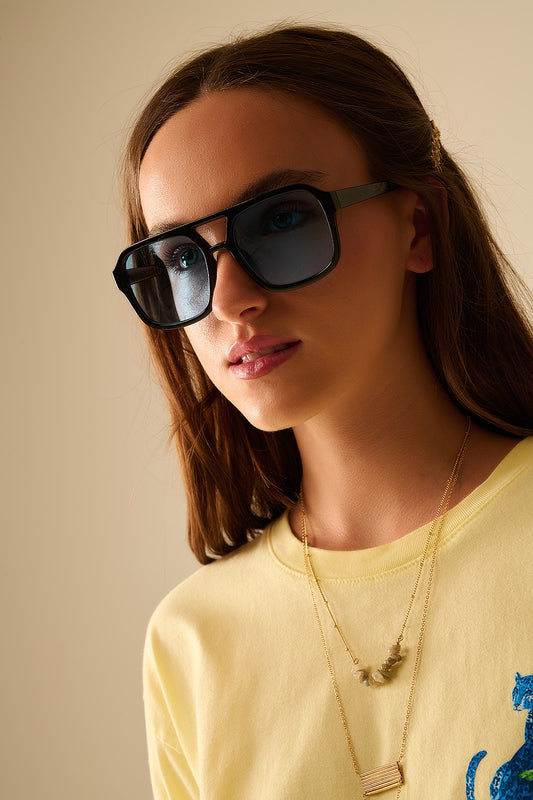 Sunglasses with black frames and blue lenses | Just Cool Beans