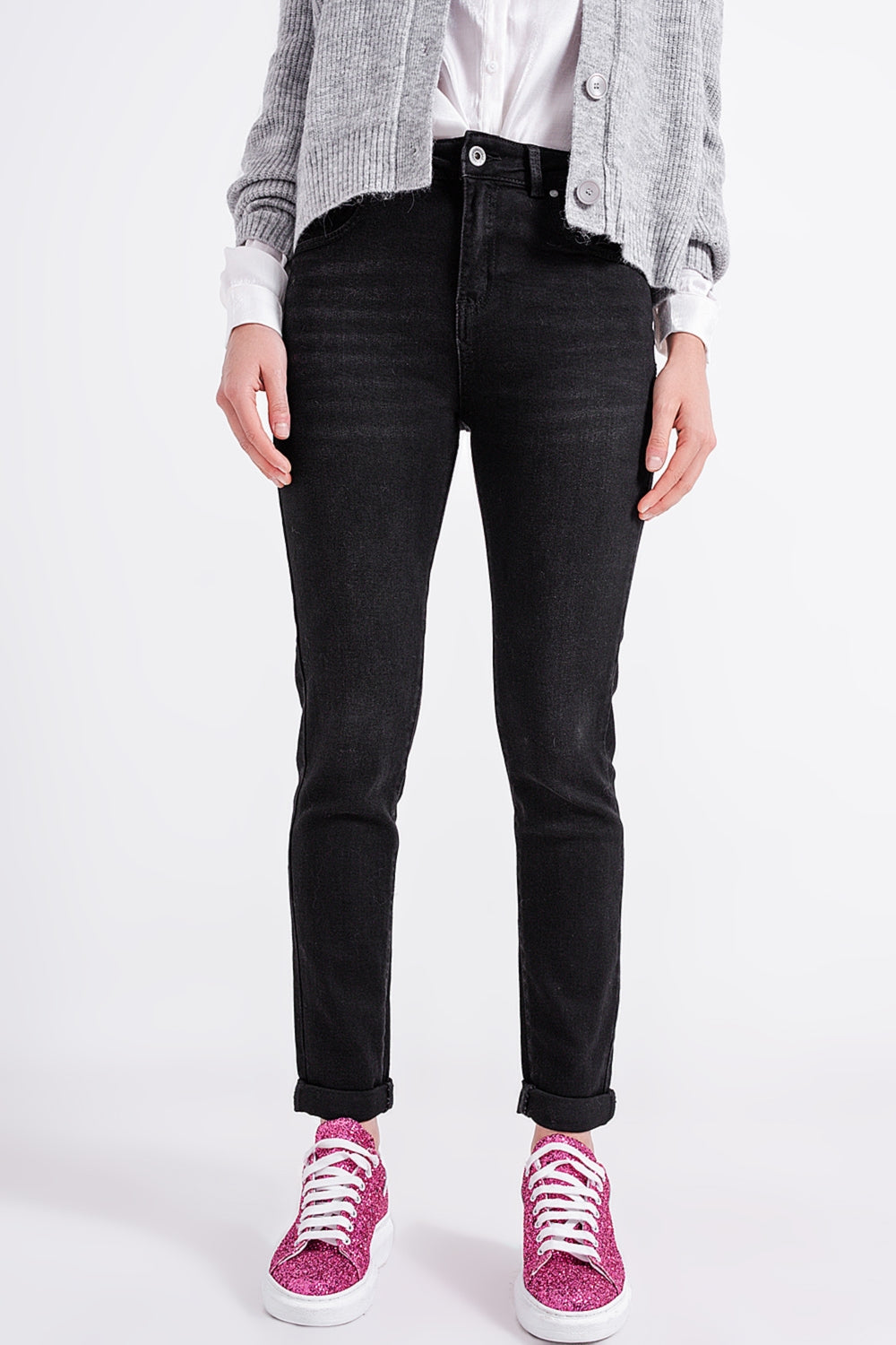 Super high rise skinny leg jeans in black | Just Cool Beans — jeans | the denim shop