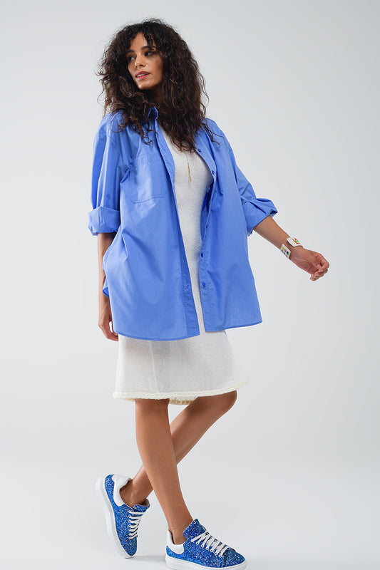 Super oversized high low shirt in blue | Just Cool Beans — shirts | nan