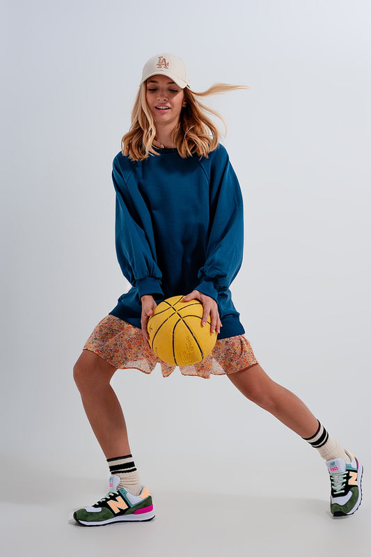 Super oversized sweatshirt with seam detail in blue | Just Cool Beans — sweaters | tops