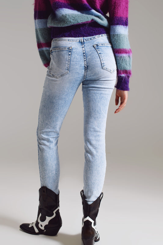 Super skinny jeans in mid rise in light blue wash | Just Cool Beans
