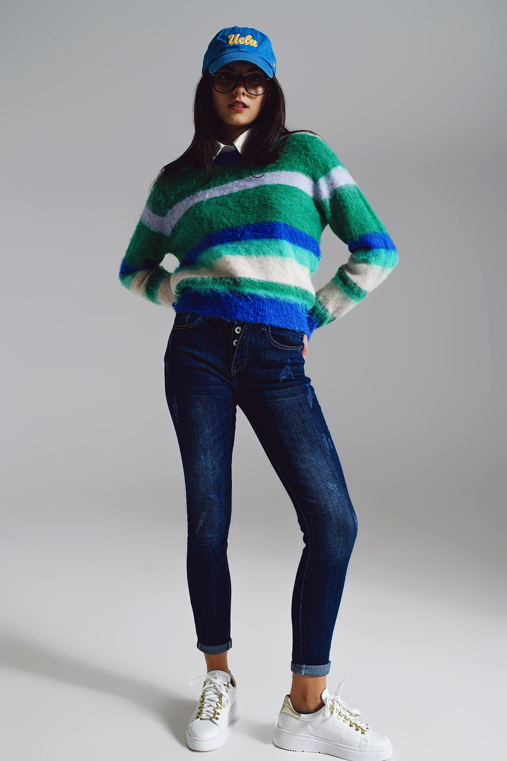 Super skinny jeans with visible front buttoning in midwash | Just Cool Beans