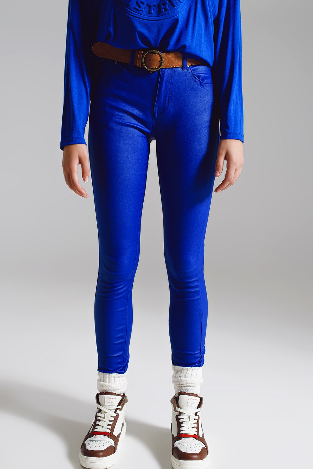 Super skinny pants faux leather in electric blue | Just Cool Beans — pants | bottoms