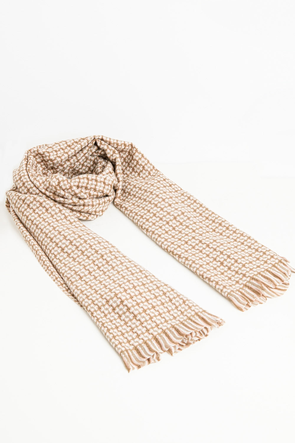 Super soft pastel pink scarf with geometric print | Just Cool Beans