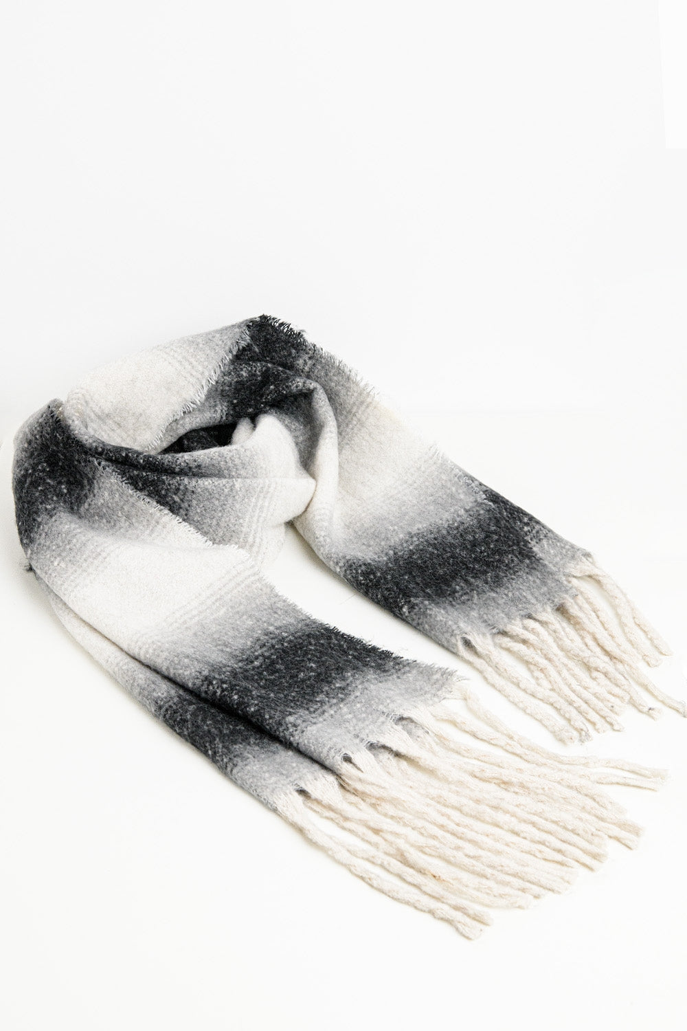 Supersoft long woven scarf with fringe in black | Just Cool Beans