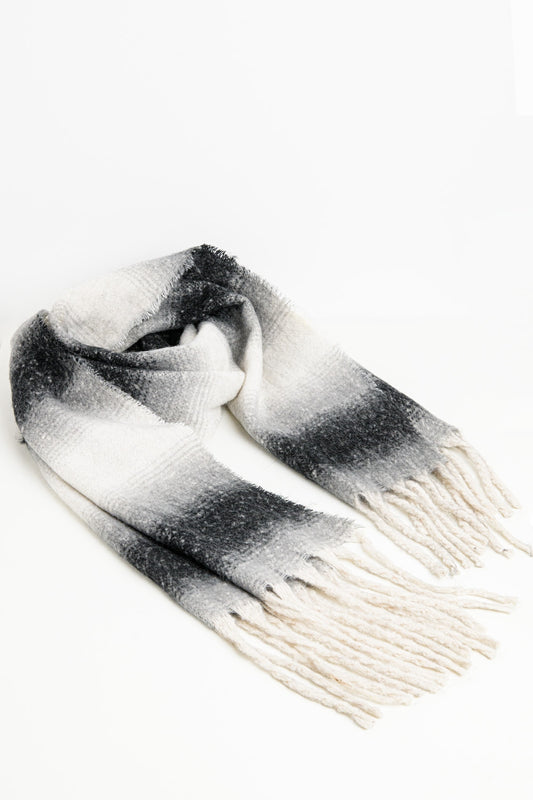 Supersoft long woven scarf with fringe in black | Just Cool Beans