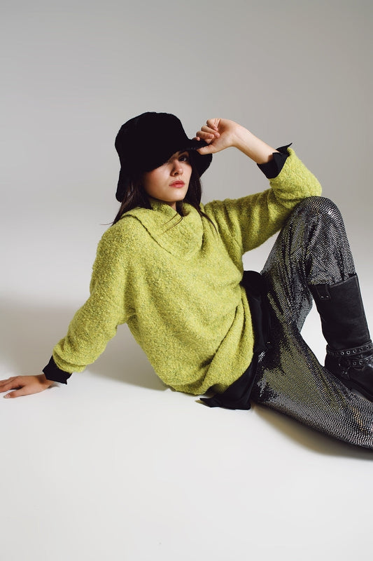 Sweater in green with a bardot neck. | Just Cool Beans — sweaters | tops