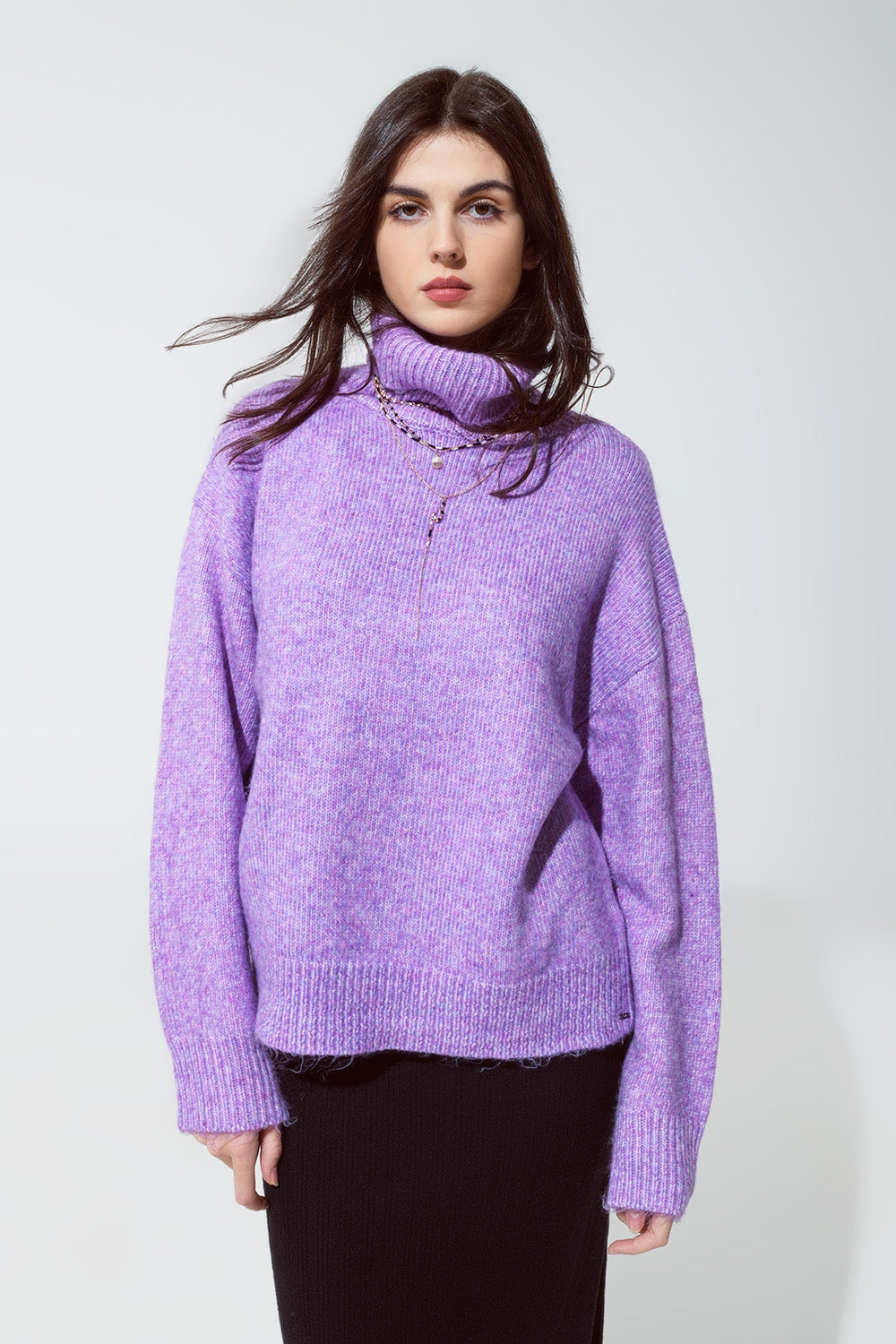 Sweater in purple with a turtleneck | Just Cool Beans — sweaters | tops