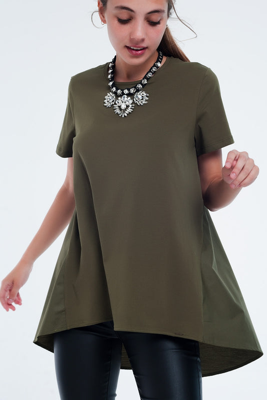 T-shirt dress in khaki | Just Cool Beans — tops | dresses