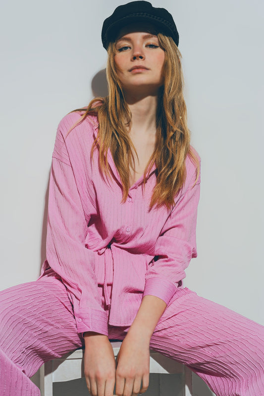 Textured loose shirt in pink | Just Cool Beans — shirts | nan