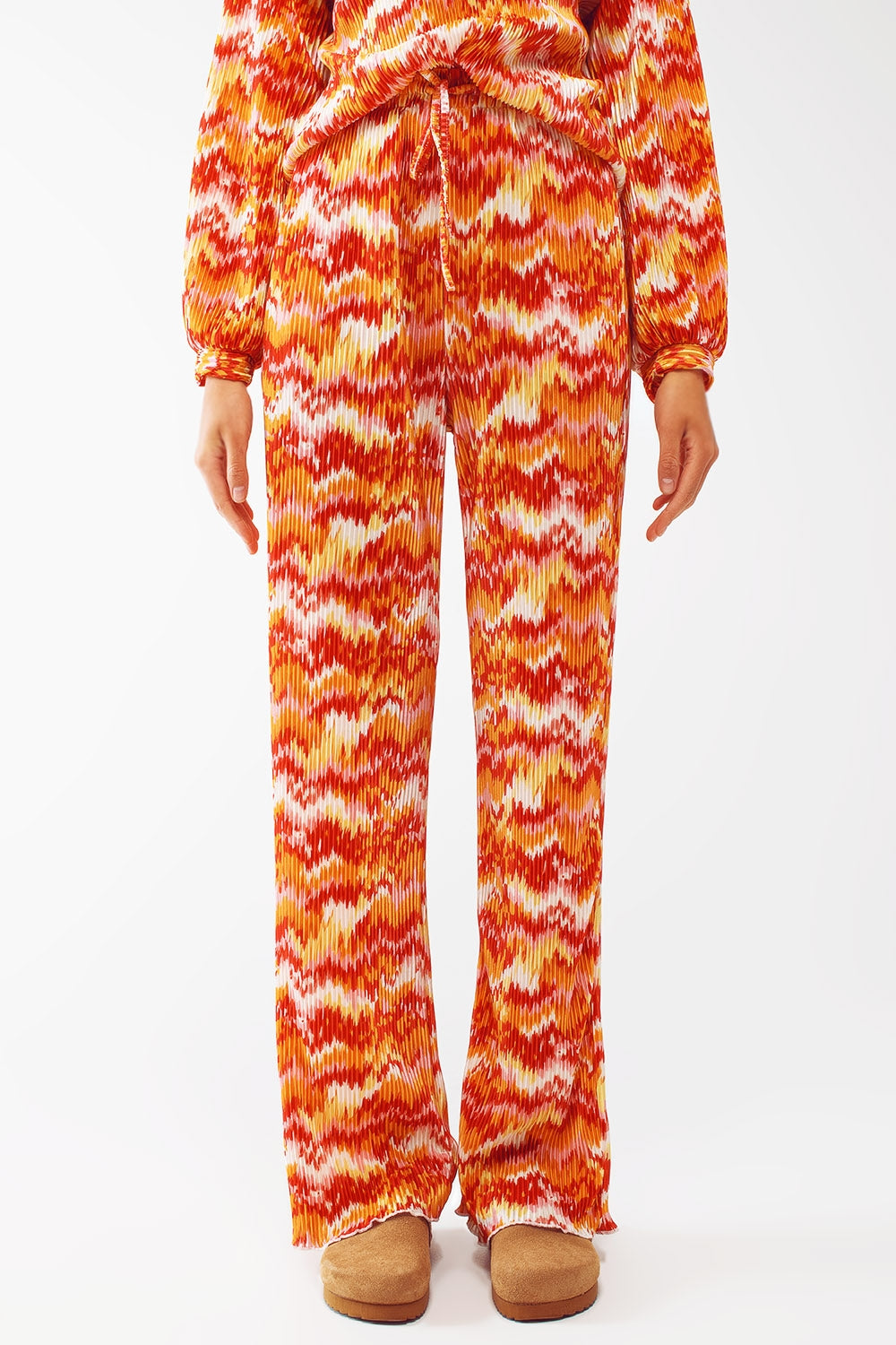 Textured straight leg pants in abstract print | Just Cool Beans — pants | bottoms