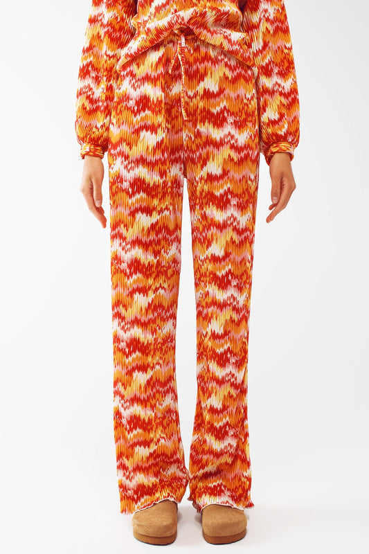 Textured straight leg pants in abstract print | Just Cool Beans — pants | bottoms