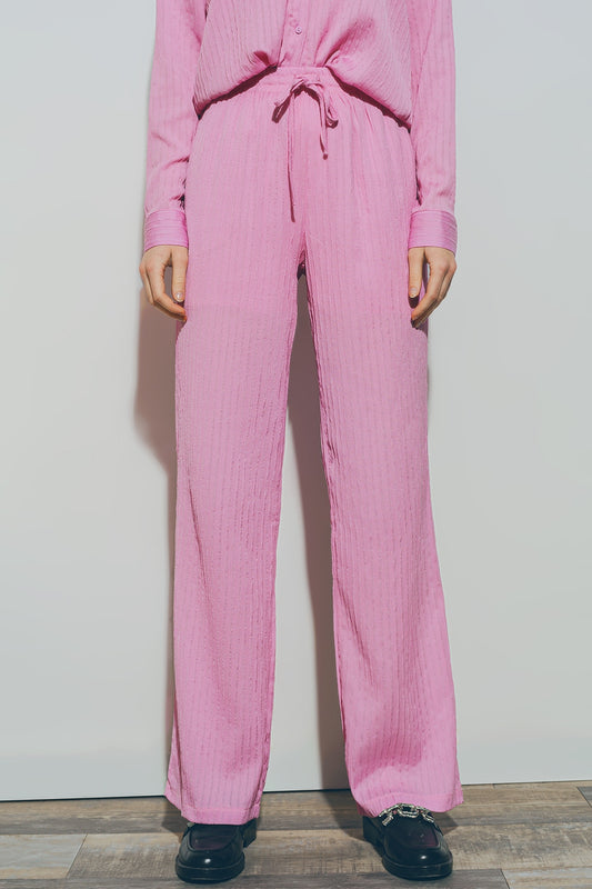 Textured wide leg pants in pink | Just Cool Beans — pants | bottoms