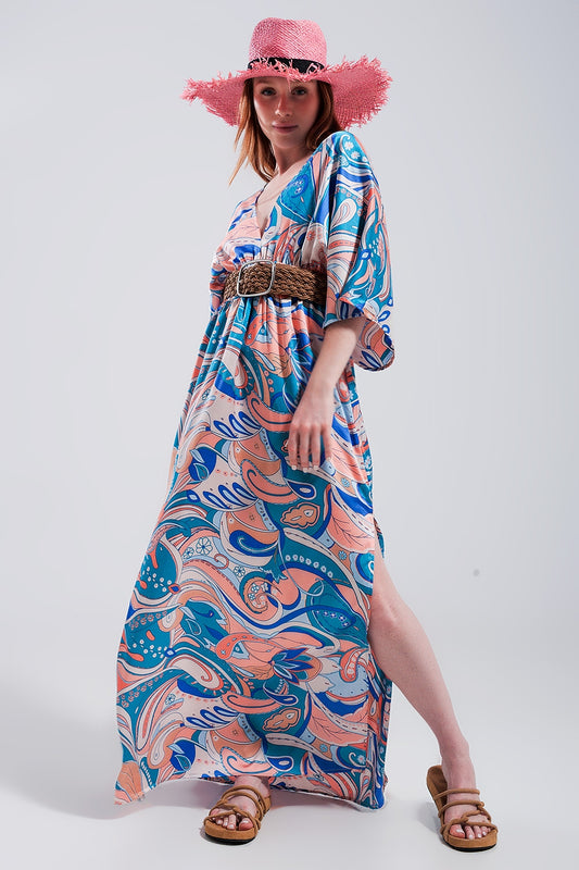 Tie back maxi dress in blue | Just Cool Beans — dresses