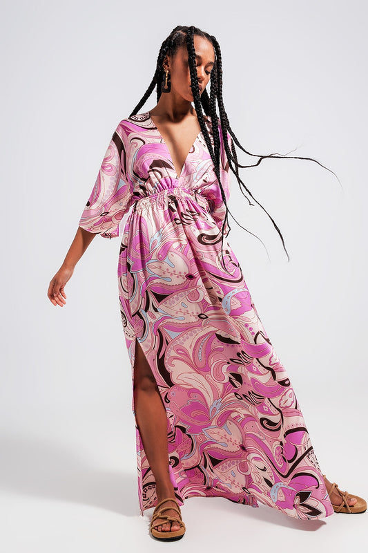Tie back midi dress in pink | Just Cool Beans — dresses